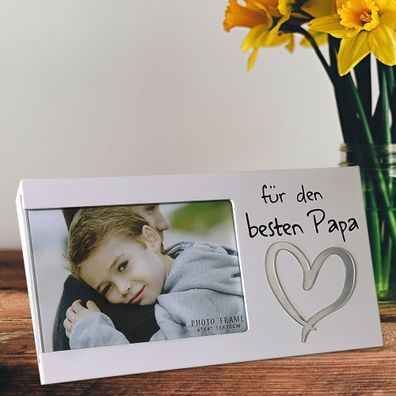 Bilderrahmen "Für den besten Papa" Fotorahmen Spiegel-Herz Rahmen für Bild 15 x