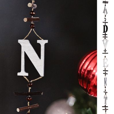 Weihnachtsdeko Adventsschmuck zum Aufhängen 110cm Holz Türhänger Buchstabenkette