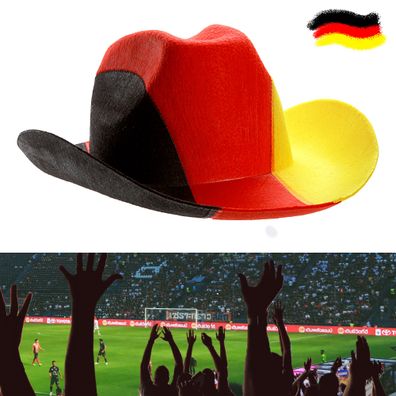 Cowboyhut Deutschland Hut Westernhut Kopfbedeckung Schwarz/ Rot/ Gold Fußball-Hut