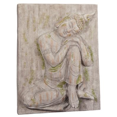 XL Buddha Wandbild, 50 x 64 x 13 cm Magnesia Wandbild
