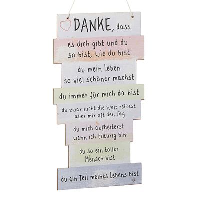 Wandbild "Danke" Plankenoptik Sprüche Holzoptik Wanddeko