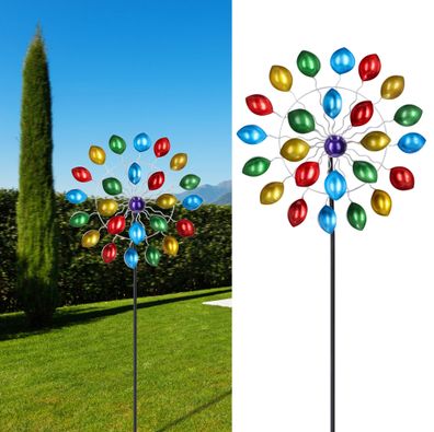 Windrad "Confetti" mehrfarbig metallisch Farbeffekt Windspiele Gartendeko Doppel