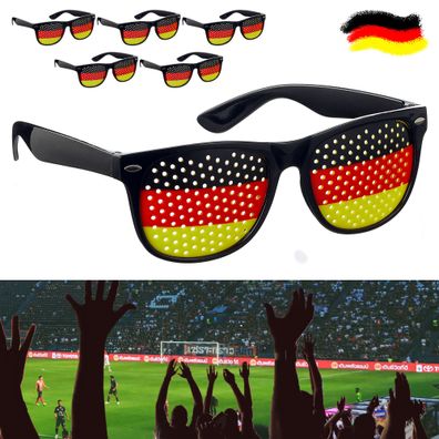 Brille Deutschland 6er Set Fanbrille Sonnenbrille Schwarz/ Rot/ Gold Fanartikel Fu