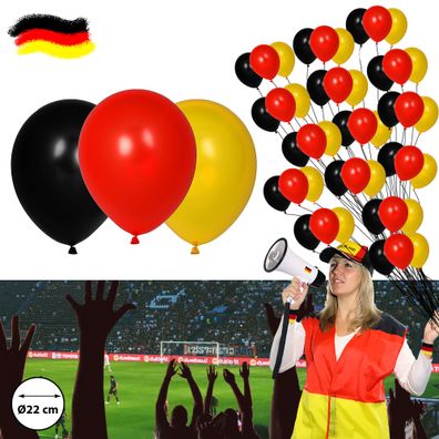 Luftballons Deutschland 48er Set - 12 Stück im Pack Schwarz/ Rot/ Gold Fanartikel
