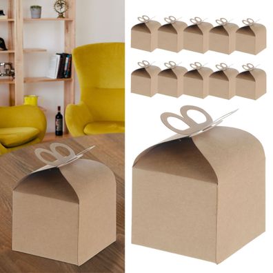 12x Geschenbox 9 x 9 x 8 cm faltbar natur Pappebox zum Beschriften Box Schachtel