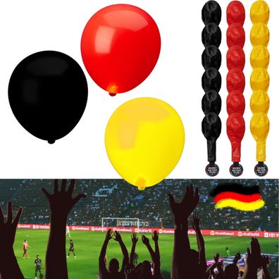 LED Luftballons Deutschland 6x3er Pack Schwarz/ Rot/ Gold Fanartikel Fussball Ball