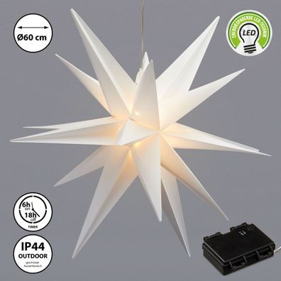 Leuchtstern 3D aus PVC LED Weihnachststern XL zum hängen beleuchtet in weiß inkl