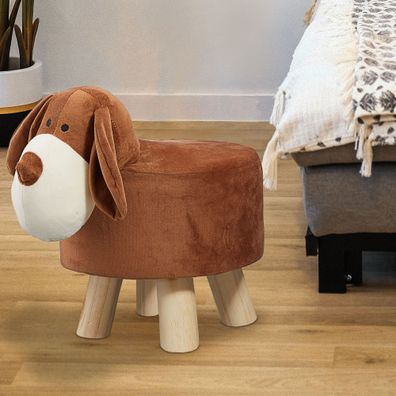 Kinderhocker Sitzhocker Hund H 30 cm Tiermotiv Hocker Plüschsitz