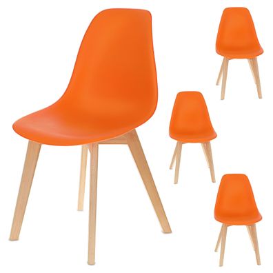 Esszimmerstuhl Scandia 4er Set in orange mit stabilen Holzfüßen und gepolsterter
