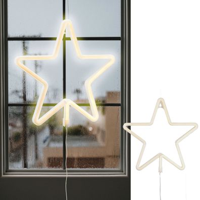 Neonleuchte Stern Fensterdeko 28x28cm Leuchtstern Adventsstern