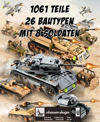 Militärset Armee Soldaten Panzer Fahrzeuge Army Waffen 1061Teile Cada Cobi kompatibel