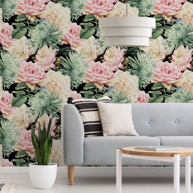 VLIES TAPETE Designtapete Blumen Rosen Blaetter Natur Pflanzen XXL 1822