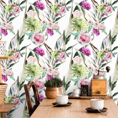 VLIES TAPETE Designtapete Blumen Rosen Blaetter Natur Pflanzen XXL 1860