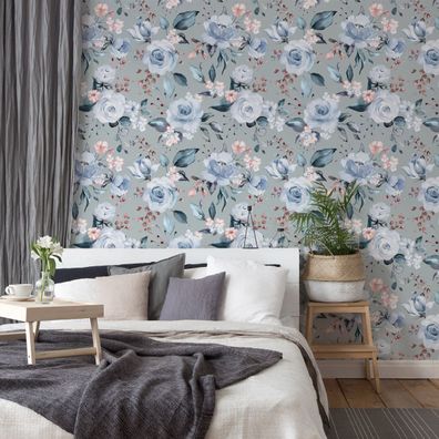 VLIES TAPETE Designtapete Blumen Rosen Blaetter Natur Pflanzen XXL 1597