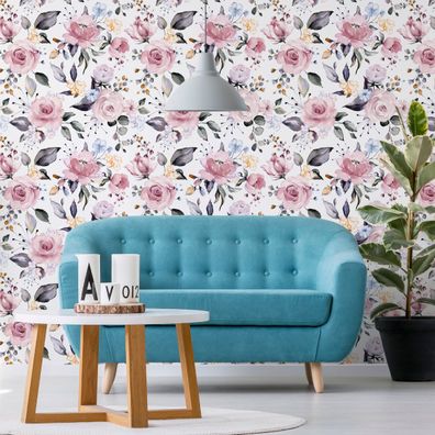 VLIES TAPETE Designtapete Blumen Rosen Blaetter Natur Pflanzen XXL 1600