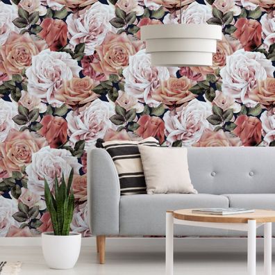 VLIES TAPETE Designtapete Blumen Rosen Blaetter Natur Pflanzen XXL 2216