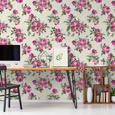 VLIES TAPETE Designtapete Blumen Rosen Blaetter Natur Pflanzen XXL 2705