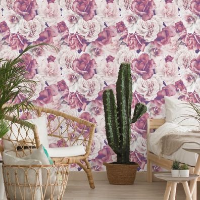 VLIES TAPETE Designtapete Blumen Rosen Blaetter Natur Pflanzen XXL 2586