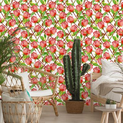 VLIES TAPETE Designtapete Blumen Rosen Blaetter Natur Pflanzen XXL 2704