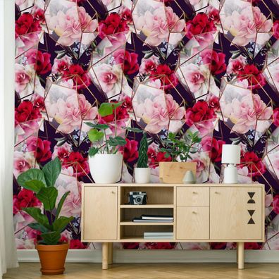 VLIES TAPETE Designtapete Blumen Rosen Blaetter Natur Pflanzen XXL 2585
