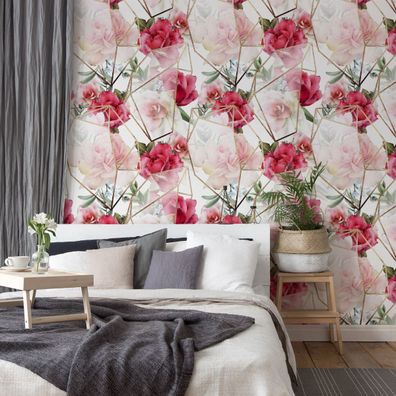 VLIES TAPETE Designtapete Blumen Rosen Blaetter Natur Pflanzen XXL 2587