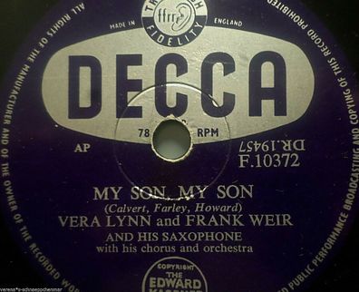 VERA LYNN & FRANK WEIR "Our Heaven On Earth / My Son, My Son" Decca 1954 78rpm