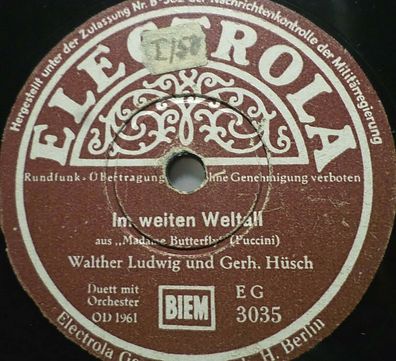 Walther LUDWIG & Gerhard HÜSCH "Im weiten Weltall / Leb´ wohl..." Electrola 1934