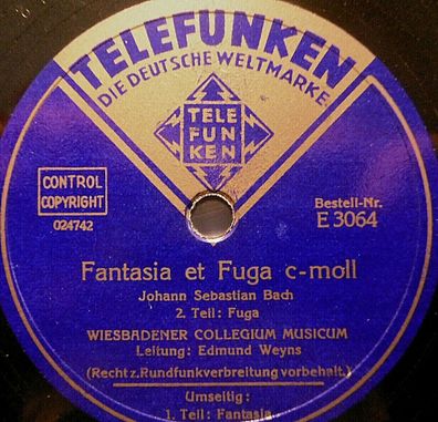 Wiesbadener Collegium & EDMUND WEYNS "Fantasia et Fuga c-moll - Bach" Telefunken