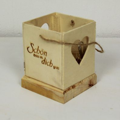 Mini Laterne Holz 10 cm, Freundschaft Handmade