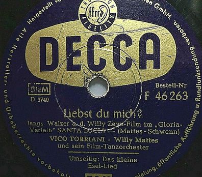Vico Torriani "Liebst du mich? / Das kleine Esel-Lied - aus "Santa Lucia" Decca
