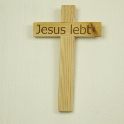 Kreuz 20cm Holz Jesus lebt aufschrift Handmade Holz Jesus Christus Ostern