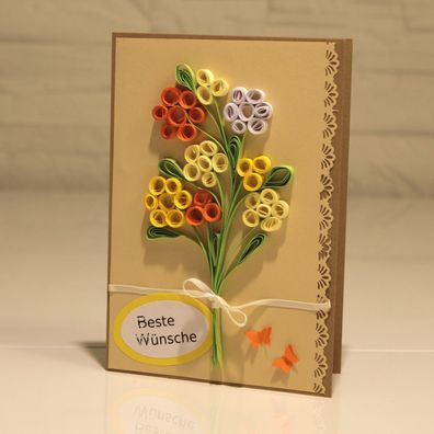 Klappkarte Karte Blumenstrauß Handmade 12x17