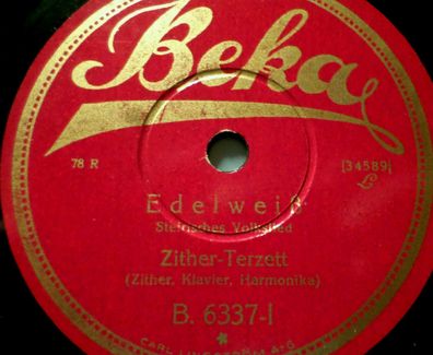 ZITHER-TERZETT, Zither, Klavier, Harmonika "Nur für dich / Edelweiß" Beka 1928