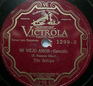 TITO SCHIPA "Mi Viejo Amor / Rosalinda" Victrola 1927 78rpm 10"