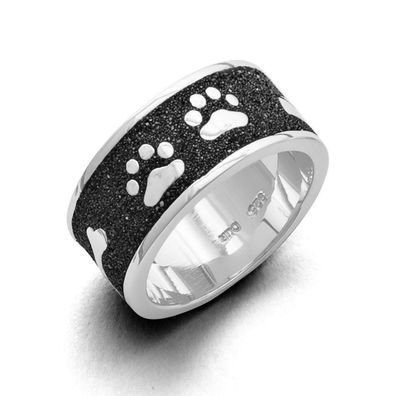 DUR Schmuck Ring "Lucky Dog" Lavasand, Silber 925/ - rhodiniert (R4663)