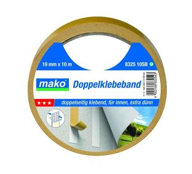 Mako Doppel-Klebeband Doppelseitiges Klebeband 19mm x 10m Nr. 832510