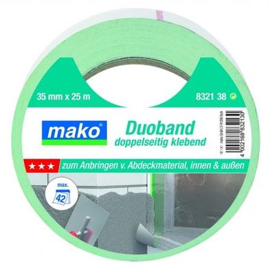 Mako Komfort Duoband doppelseitiges Klebenband 35mm x 25m Nr. 832138 Putzband, Malerb