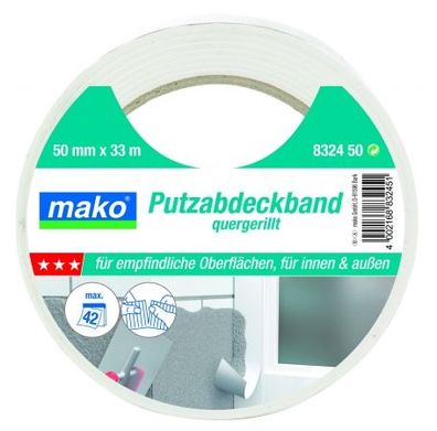 Mako Komfort Putzabdeckband weiß quergerillt 38mm x 33m weiß Nr. 832438 Putzerklebe