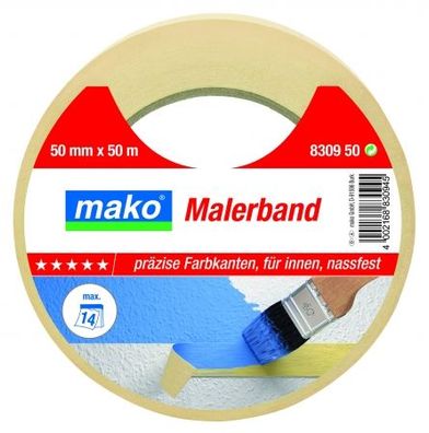 Mako Malerband Kreppband 25mm x 50m Nr. 830925 Malerkrepp