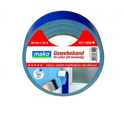 Mako Premium Gewebeband außen 50 mm x 25m Malerklebeband, Abdeckklebeband Nr. 831130