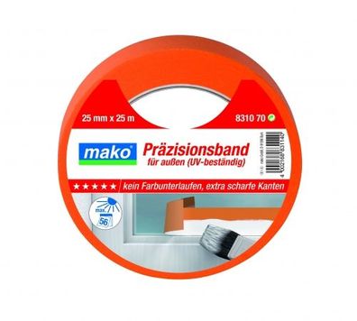 Mako Premium Präzisionsband außen 25mm x 25m Nr. 831070 Abdeckklebeband, Malerklebe