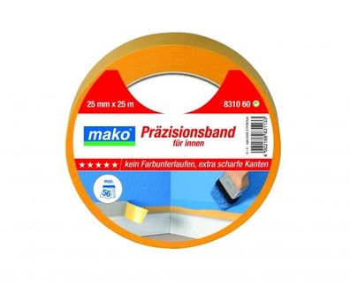 Mako Premium Präzisionsband innen 25mm x 25m Nr. 831060 Abklebeband Malerklebeband M