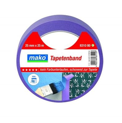 Mako Premium Tapetenband 25mm x 25m empfindlen Untergründe Klebeband Nr. 831080