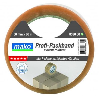 Mako Profi Packband extrem reißfest transparent 50mm x 66m Nr. 833060 Paketband