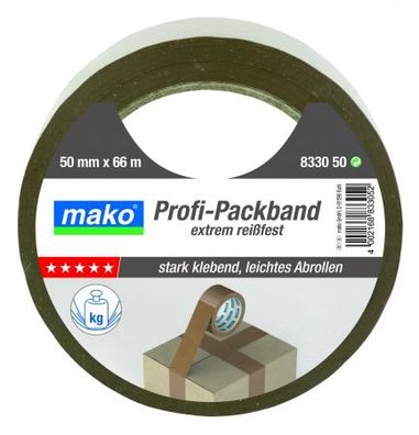 Mako Profi-Packband extrem reißfest 50mm x 66 mm braun Nr. 833050