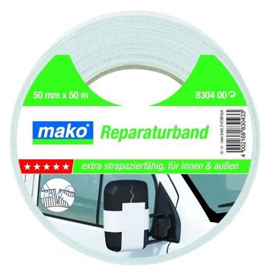 Mako Reparaturband weiß 50 mm x 50 m Verstärken Abdichten für rauen Untergrund Nr.
