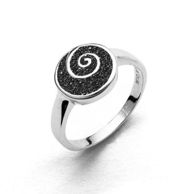DUR Schmuck Ring "Spirale" , Lavasand, Silber 925/ - rhodiniert (R4672)