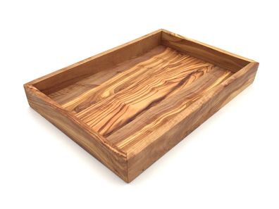 Tablett rechteckig L. 32 cm Holz Serviertablett Ablage Platte Olivenholz Handarbeit