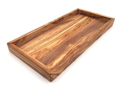 Ablage rechteckig L. 37 cm Holz Serviertablett, Tablett, Platte Olivenholz Handarbeit