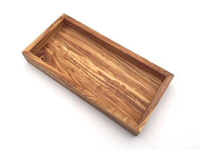 Ablage rechteckig L. 25 cm Holz Serviertablett, Tablett, Platte Olivenholz Handarbeit